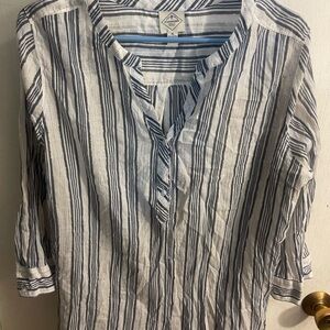 Women’s St. John’s Bay XL 99% Cotton 3/4 Sleeve Blue, White, And Gold Stripes!